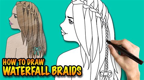 If you want to learn how to draw this cute hairstyle, click the link below this. How to draw waterfall braids - Easy step-by-step drawing ...