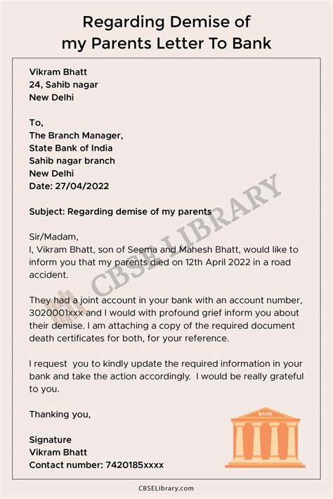 Letter To Bank For Death Of Account Holder Death Claim Letter To Bank