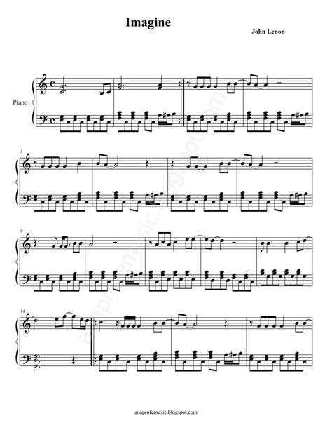 Anaprofemusic Imagine De John Lenon Partitura Para Piano Fácil
