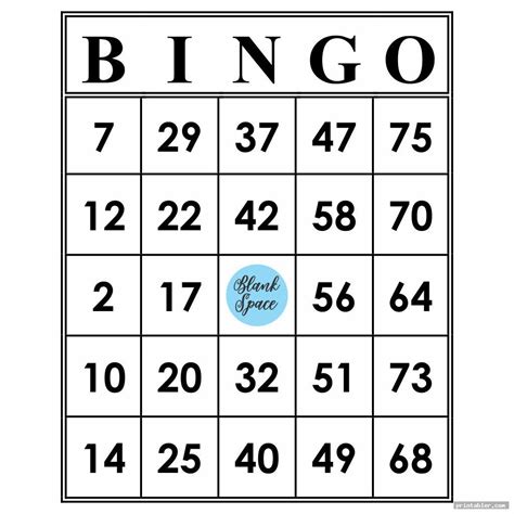 Printable Bingo Numbers 1 75