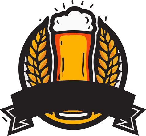Hand Drawn vintage beer logo in flat line art style 24786975 PNG