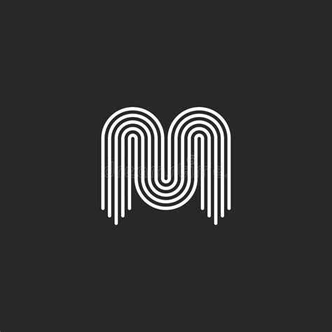 Monograma Del Logotipo De La Letra Inicial M Líneas Delgadas Lisas En