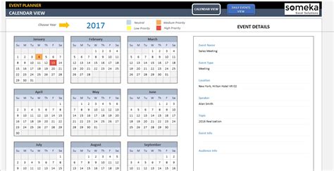 Template For An Event Calendar