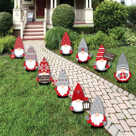 Big Dot Of Happiness Christmas Gnomes Lawn Decorations Outdoor