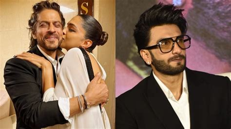 Deepika Padukone Kisses Jawan Co Star Shah Rukh Khan In Aww Dorable Photo Ranveer Singh Reacts