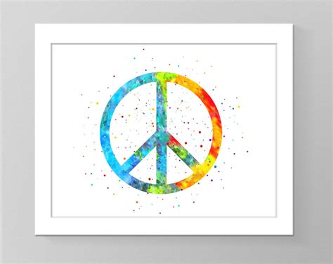 Peace Symbol Watercolour Wall Decor Printable Art Poster Peace Sign