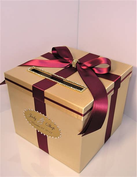Mariage Quincea Era Sweet Card Box Burgundy And Gold Gift Card Box My