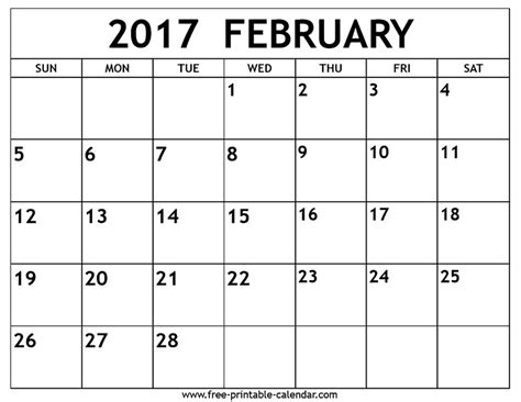 February 2017 Calendar Free Printable 2018 Calendars Pinterest