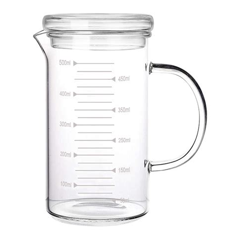 Buy 500ml Glass Measuring Beake With Lid Heat Clear Measuring Cups With Insulated Handle V