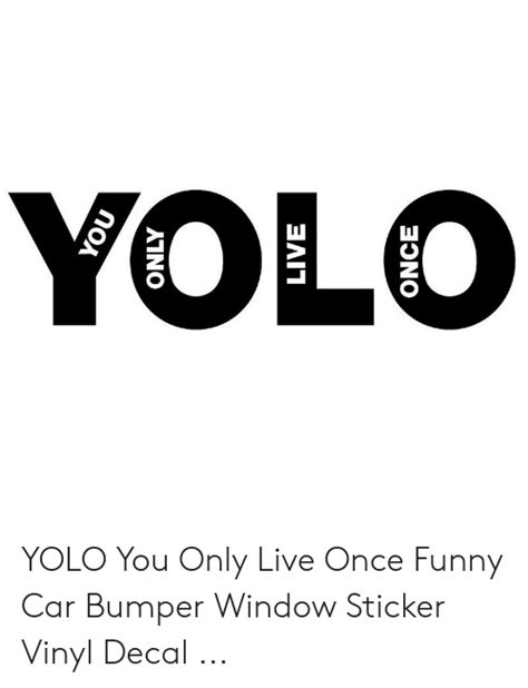 YOU ONLY LIVE ONCE YOLO You Only Live Once Funny Car Bumper Window Sticker Vinyl Decal Funny