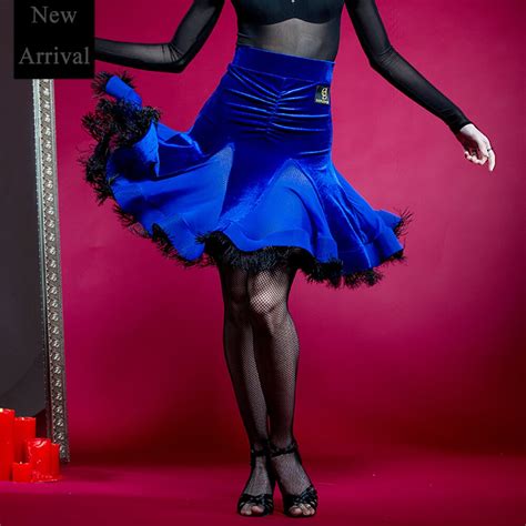 Fashionable Latin Dance Skirt For Ladies Blue Black Color Original Skirt Comfort Women Female