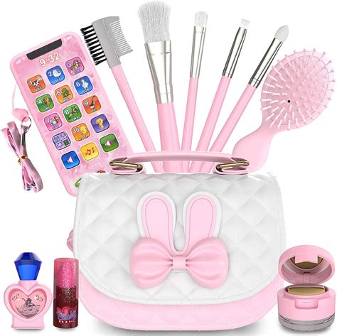 Nylea Pretend Makeup Purse Bag Play Kit For Little Girls Fake Phone