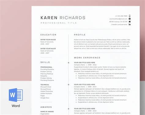 Clean resume template the package includes a resume sample, cover letter example and a references template in a soft purple theme. Modern Clean One Page Resume Template CV Template Cover ...