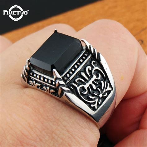 Fivetwoo Vintage Rings For Men 316l Stainless Steel Wedding Bands Rings