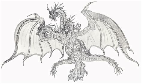 Search through 52570 colorings, dot to dots, tutorials and silhouettes. King Ghidorah Dragon Drawing Picture | Drawing Skill
