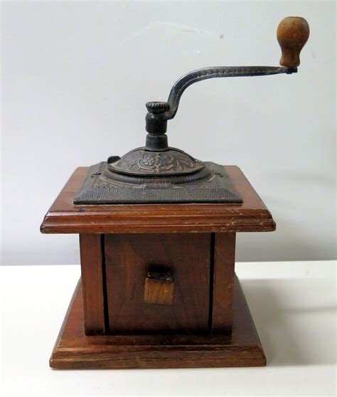 Vintage Wood And Metal Hand Crank Coffee Grinder Mill 8 X 8 Oahu Auctions