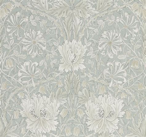 Pure Honeysuckle And Tulip By Morris Grey Blue Wallpaper