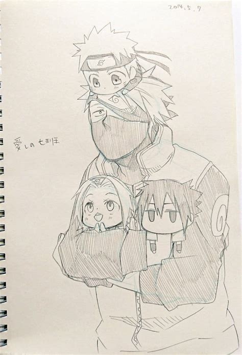 Kakashi Sensei Taking Care Of Naruto Sakura And Sasuke Kakashi Drawing