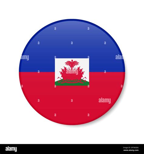 Haiti Circle Button Icon Haitian Round Badge Flag With Shadow 3d Realistic Vector Illustration