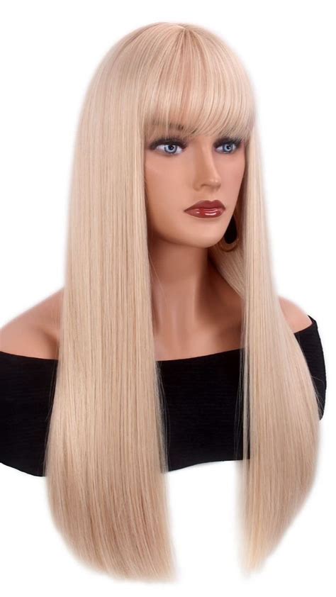 Medisifa Long Blonde Straight Women Wigs Blond Synthetic Hair Wigs For