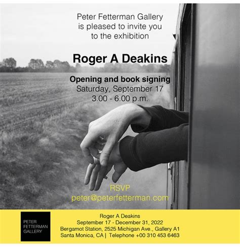 Peter Fetterman Gallery Presents Roger A Deakins Exhibition And