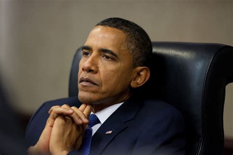 President Barack Obama Reflects During A Meeting With His National