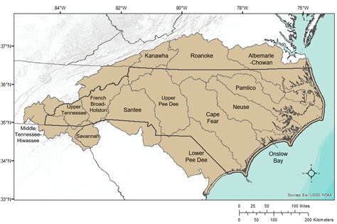 Map Of North Carolina River Basins Us Geological Survey