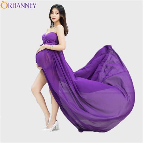 Maternity Elegant Dress For Photo Shoot Maxi Maternity Gown Pregnant Woman Photography Props