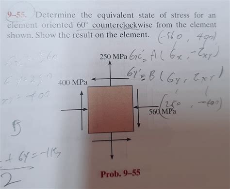Solved 9 55 Determine The Equivalent State Of Stress For An