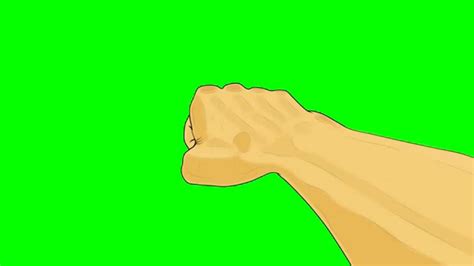 animated right handed fist punch first person ~ green screen youtube