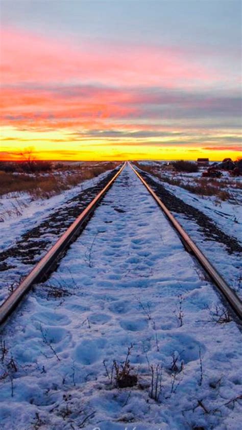 Winter Tracks Source Train Tracks Landscape Railroad Tracks