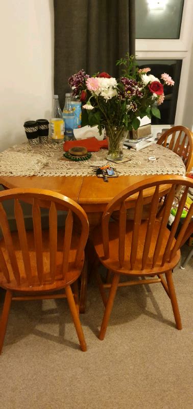 They're the embodiment of craftsmanship and design. Solid wood Round Extendable Dining table and 4 chairs | in ...