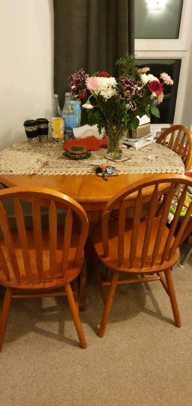 Stunning extendable kitchen table in dove grey. Solid wood Round Extendable Dining table and 4 chairs | in ...