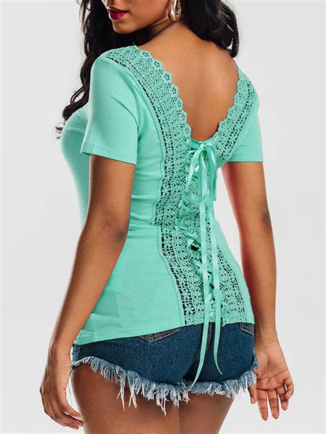 2018 Laced Lace Up Top In Mint M