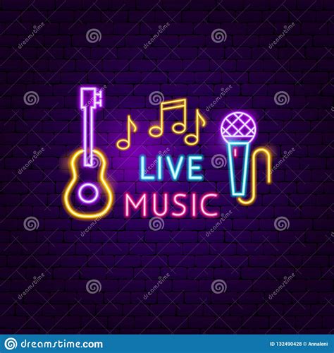 Live Music Neon Sign Stock Vector Illustration Of Line 132490428