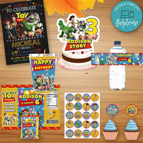 Toy Story Birthday Party Supplies Set Templates Printable Diy In 2020