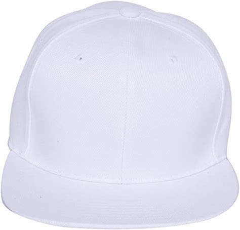 Plain Fitted Flat Bill Hat White 714 Clothing And Accessories