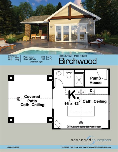 Poolhouse Plan With Covered Patio Kitchen And Storage Space