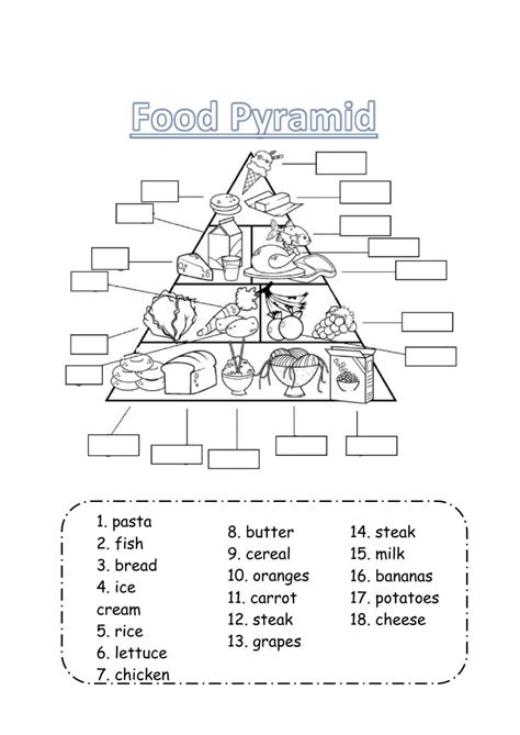 Food Pyramid Worksheet For Kindergarten