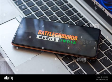 Battlegrounds Mobile India Logo On Phone Screen Stock Image Stock Photo
