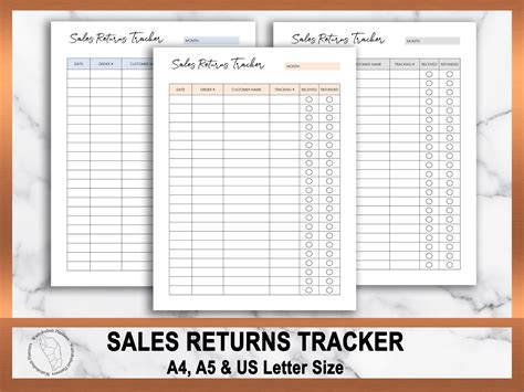 Sales Returns Tracker Printable Small Business Planner Etsy