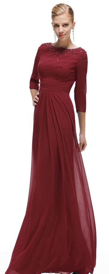 Discover our collection of bridesmaid dresses in short and long lengths, from embellished to strapless styles. Burgundy bridesmaid dresses with sleeves modest evening ...