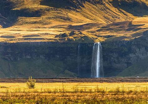 Seljelandsfoss Waterfall Southern Iceland River Light Landscape