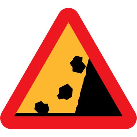 Falling Rocks Vector Sign Road Warning Signs Traffic Symbols Fall