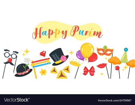 Happy Purim Celebration Banner Royalty Free Vector Image