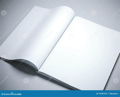 Opened Book With Blank White Pages 3d Rendering Stock Illustration