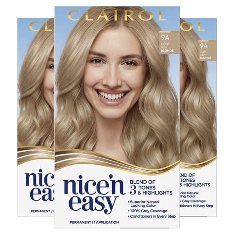 Buy Clairol Nicen Easy Permanent Hair Dye 9a Light Ash Blonde Hair Color Pack Of 3 Online At
