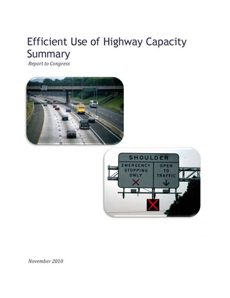 Efficient Use Of Highway Capacity Summary Report To Congress National