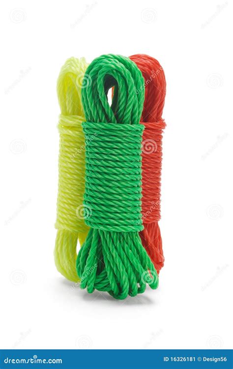 Three Bundles Of Colorful Nylon Ropes Stock Image Image Of Together