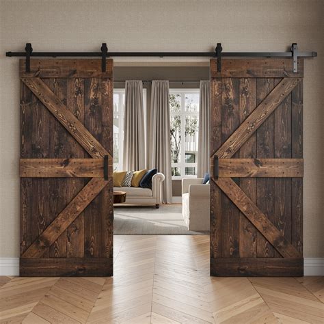 Japanese Series Pre Assemble Walnut Stained Wood Interior Sliding Barn Door On Sale Bed Bath